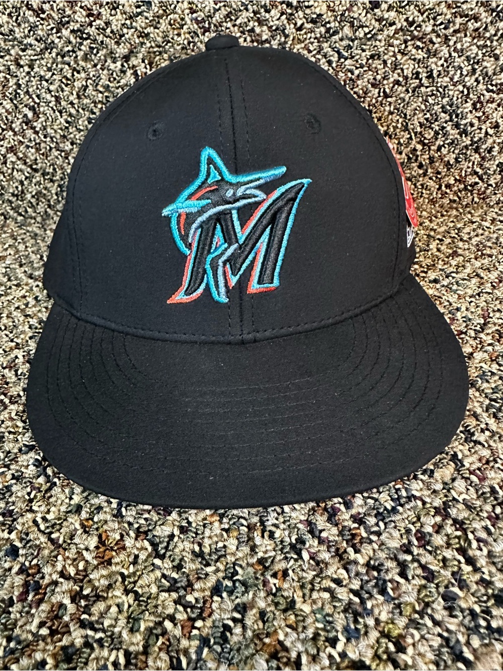 MLB Kids Black Cap with Teal & Orange Marlins Logo